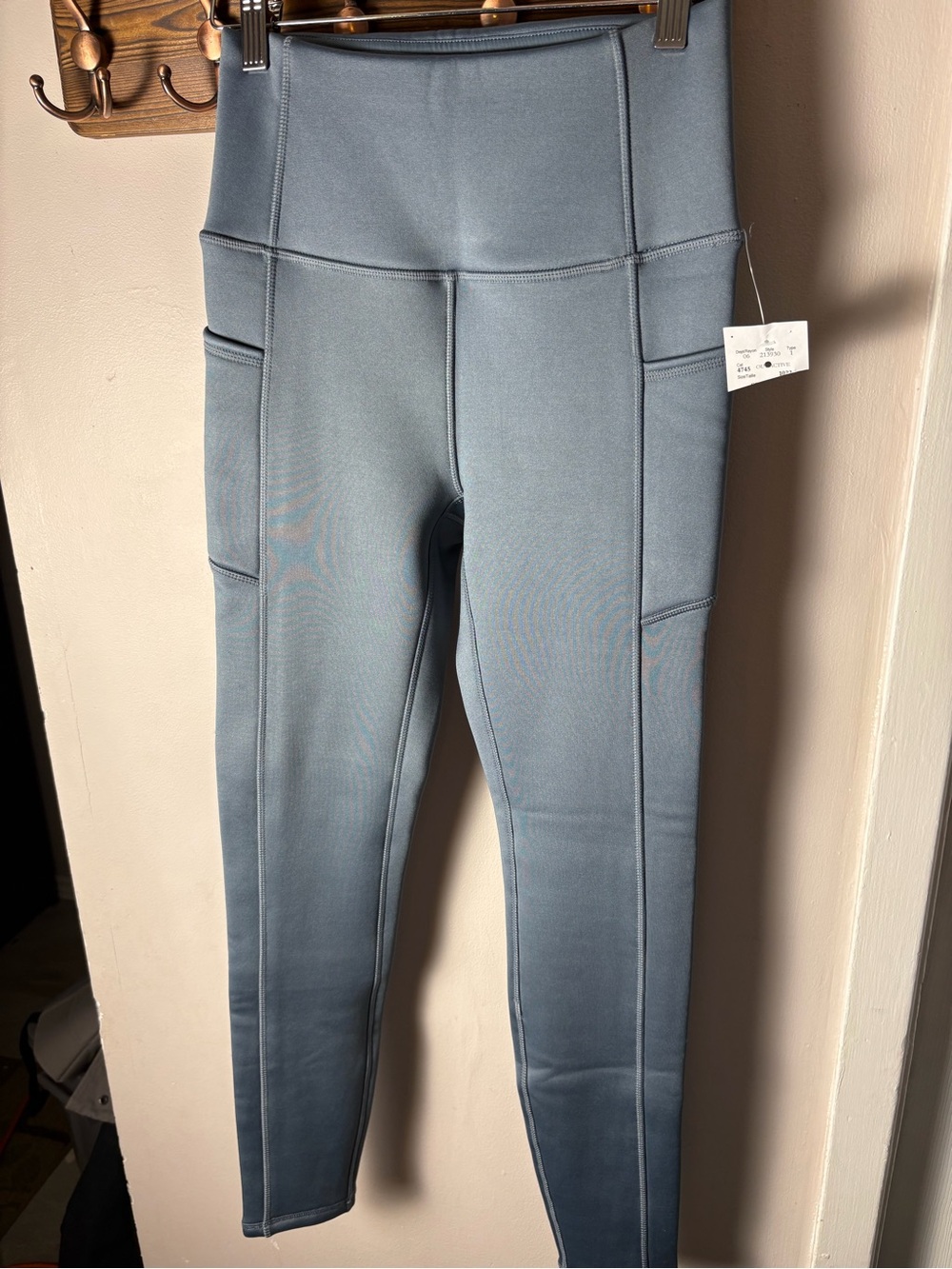 NWT Kyodan High-Waisted Fleece Lined Leggings in Blue Grey Size XS